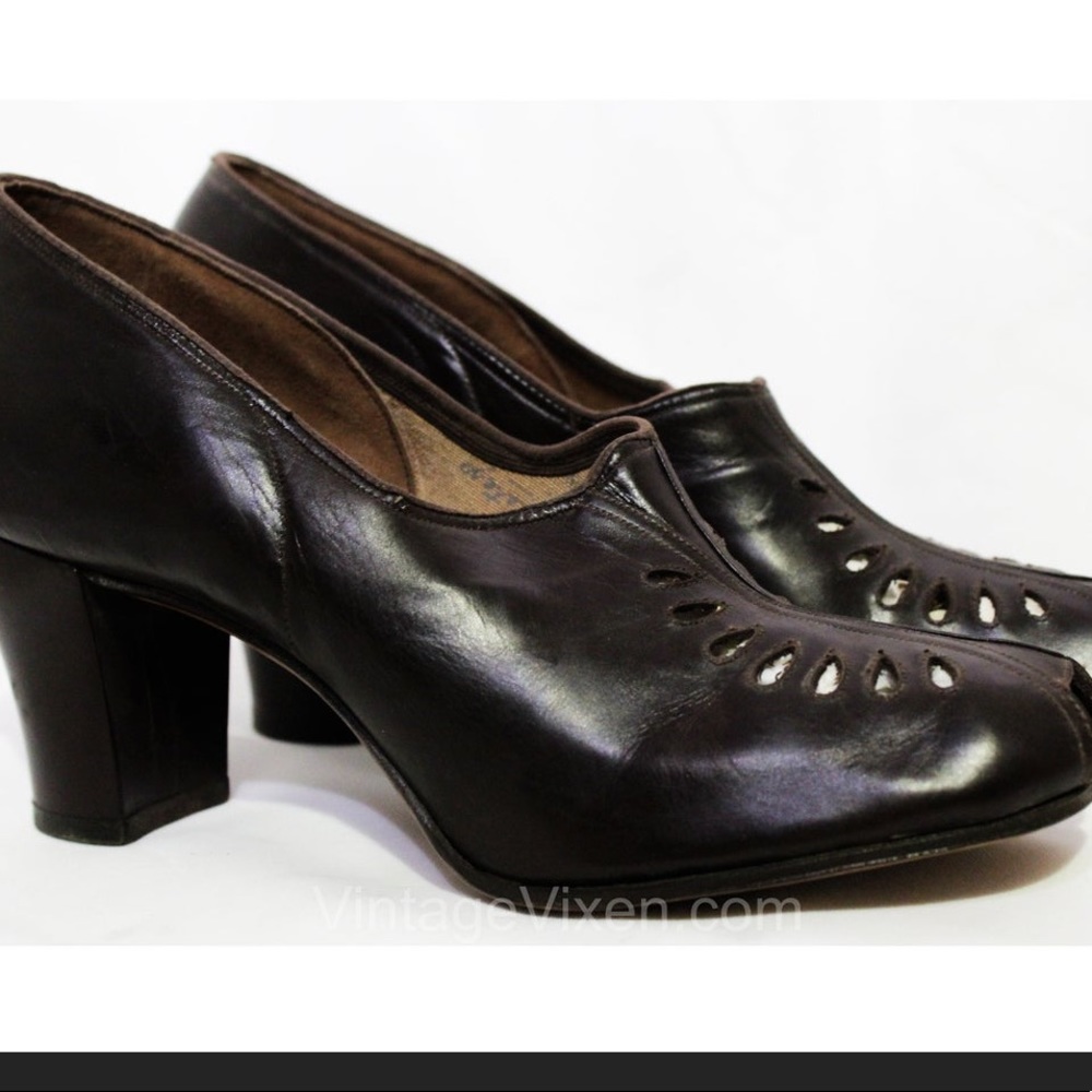 Art Deco 1930s shoes 6AA Dark Brown Leather